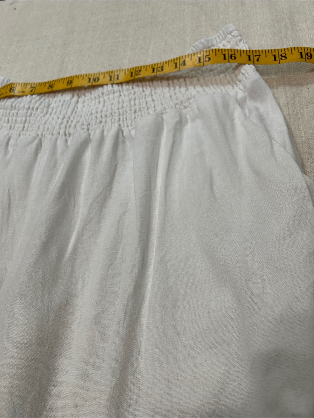 Cynthia Rowley Pants Linen 2X White Wide Leg Elastic Waist Floral Embroidered - Picture 9 of 14